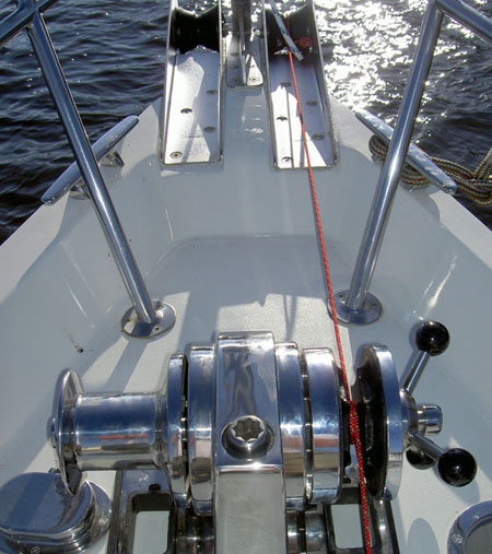 The completed bow with the Lighthouse windlass